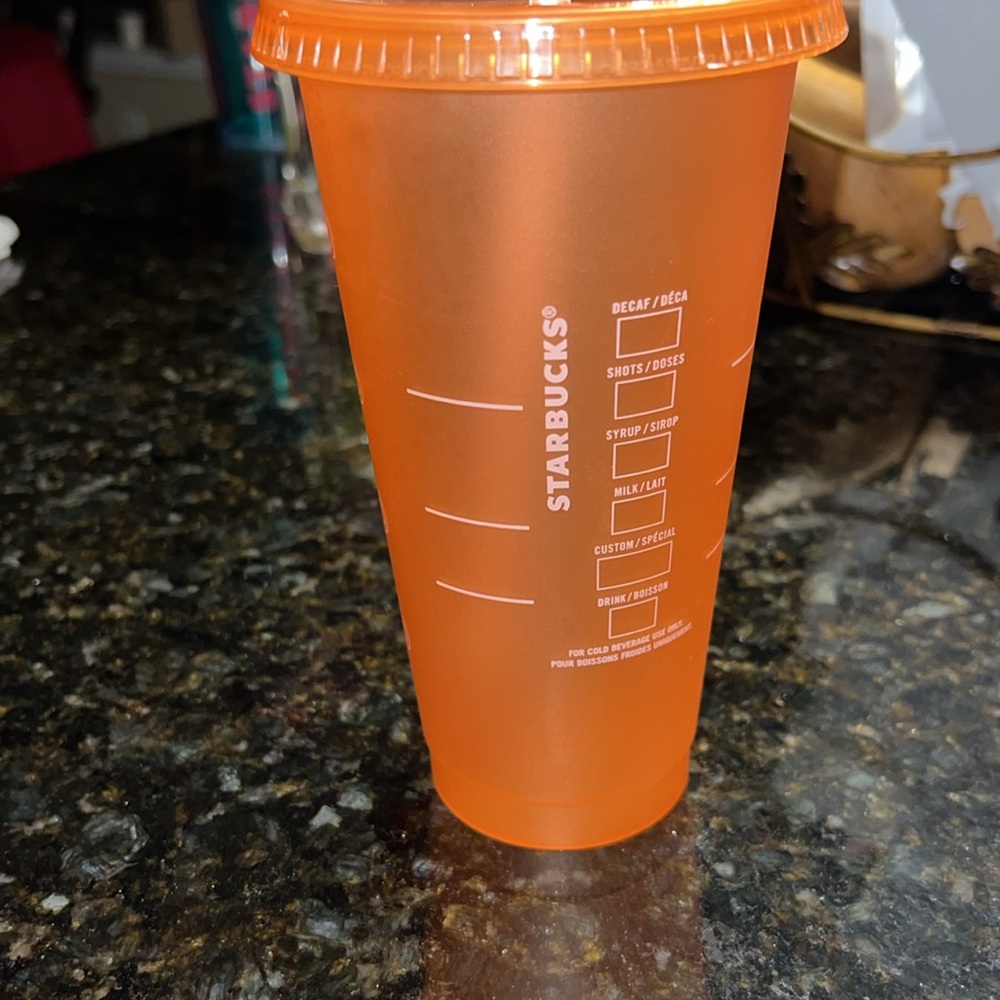 Starbucks 2019 Orange Reusable Cold Cup Straw & Lid